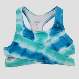 DSG‎ Girls XS 4-6 La Cross Swimsuit Top Tie Dye UPF 50 Cross Front Racerback